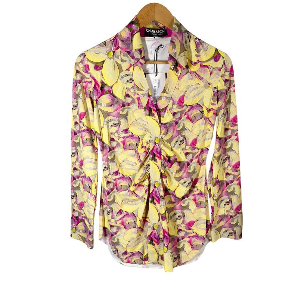 Chiara Boni La Petite Robe Shohreh Print Shirt Fleur D'amor Deep US 4